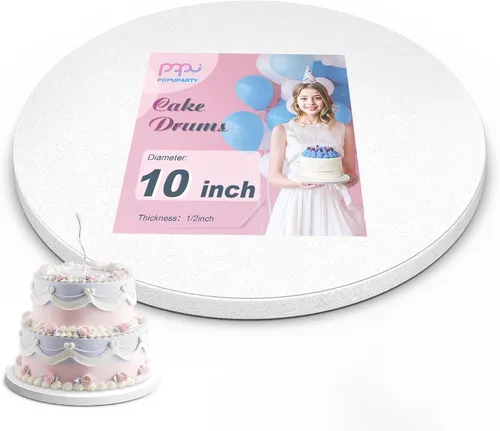 Miniatura 13 de Paquete de 4 tambores para pasteles de 8 pulgadas a prueba de grasa, tambor redondo sólido para tartas, suministros de decoración a prueba de Negro
