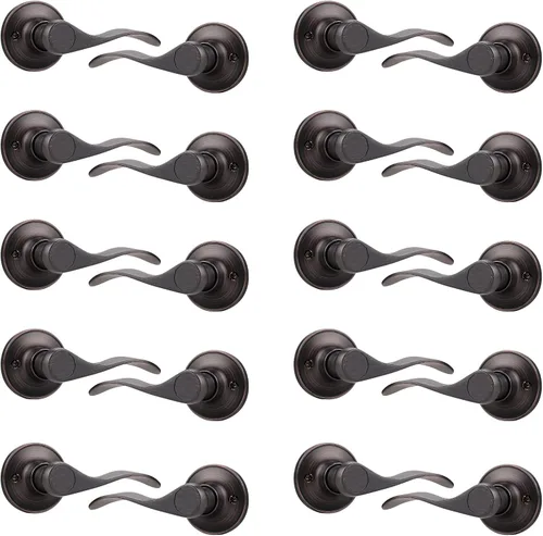 Miniatura 27 de Probrico - Paquete de 2 manijas de puerta decorativas para puertas con apertura a la izquierda y derecha, estilo ondulado, con acabado de níquel