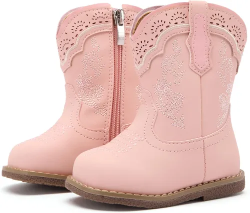 Miniatura 12 de BMCiTYBM Botas de bebé vaqueras para niño y niña, botas vaqueras occidentales para bebé, botas de vaquero para bebé con punta redonda, botas