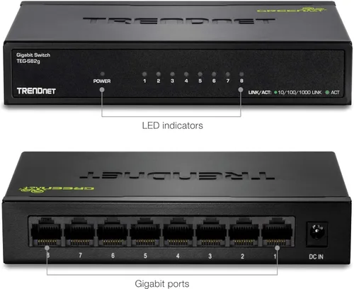 Miniatura 4 de Carcasa de plástico interruptor Trendnet GREENnet de Unmanaged Gigabit escritorio, Negro, 1
