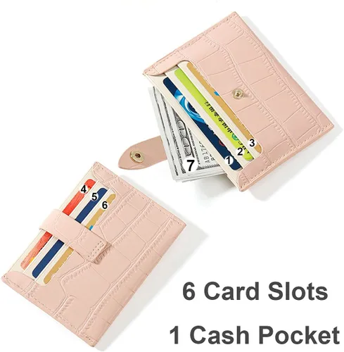 Miniatura 4 de SUMGOGO Cartera delgada con bloqueo RFID, cartera de piel minimalista con bolsillo frontal para mujer, Marrón, Minimalista