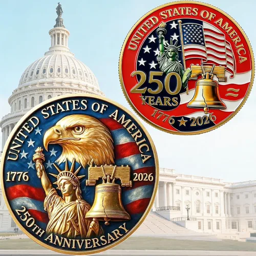 Miniatura 10 de America - Moneda conmemorativa del 250 aniversario, desafío de 250 aniversario de Estados Unidos, para patriotismo, moneda de aniversario