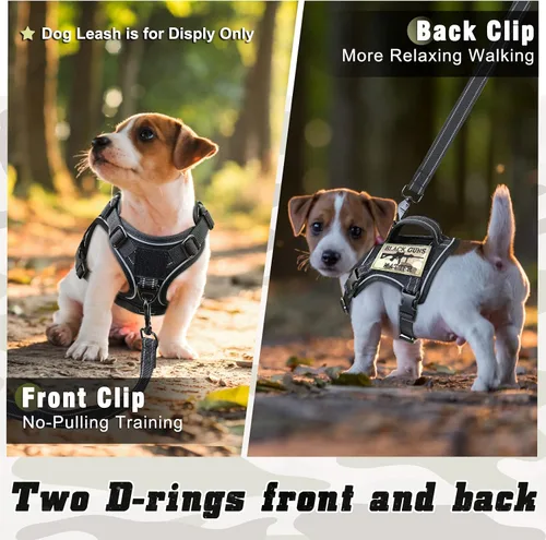 Miniatura 3 de Arnés táctico para perro, pequeño, chaleco militar K9 para cachorro, arnés para entrenamiento al aire libre, XS con asa Negro