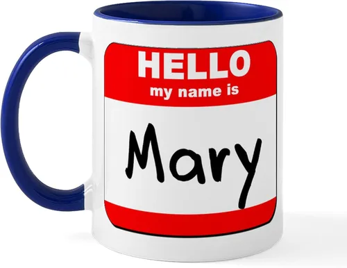 Miniatura 18 de CafePress Taza de café de cerámica con texto en inglés «Hello My Name Is Mary», de 11 oz (11.0 fl oz)