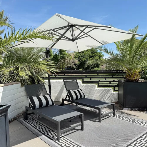 Miniatura 90 de PURPLE LEAF Sombrilla de Patio de 8 Pies para Exteriores Sombrilla Cantilever Cuadrada de Aluminio Sombrilla Offset con Rotación de 360 Grados