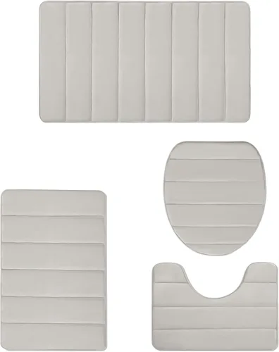 Miniatura 3 de Bathroom Rugs for 3 Pieces, Memory Foam Bath Mat Set, Universal Toilet Mats, Soft Comfortable, Water Absorption, Non-Slip, Thick, Machine Washable