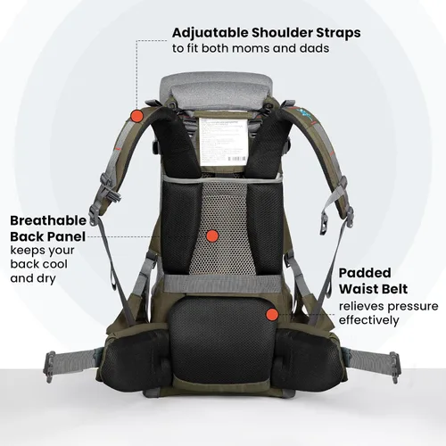 Miniatura 3 de WIPHA - Mochila para bebé, ergonómico, con toldo para el sol, mochila de senderismo con gran espacio de almacenamiento y bolsillo aislado, asiento