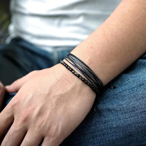 Miniatura 6 de Mezcla Vida Pulseras de cuentas de piedra natural para hombres y mujeres, unisex, ajustables, impermeables, juego de pulseras de cuerda para el día