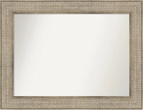 Miniatura 280 de Amanti Art Espejo de baño plateado para sobre fregadero, 26 x 26 pulgadas, espejo cuadrado de níquel pulido, marco de madera tradicional mediano, se