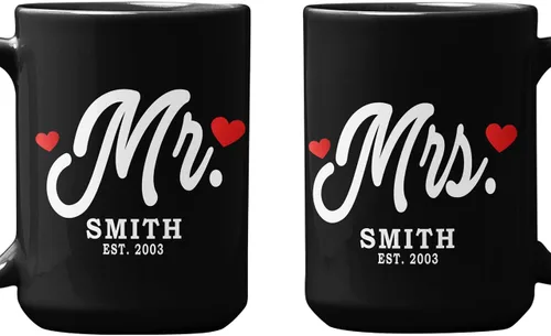 Miniatura 17 de Tazas de café de cerámica personalizadas corazón dorado, nombre personalizado y est. para parejas, conjunto de dos, cumpleaños, aniversario, regalo