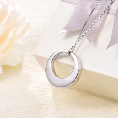 Miniatura 3 de BEILIN Collar de urna conmemorativa de la eternidad del círculo de la vida de plata de ley Always with me, joyería de cremación, collares