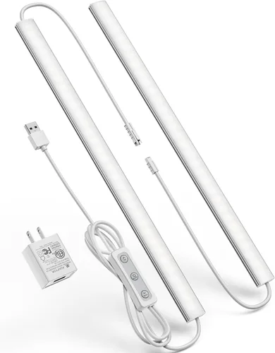 Miniatura 13 de Iluminación debajo del gabinete enchufable, luces debajo del mostrador regulables para cocina, 3 piezas de 12 pulgadas, tira de luz LED USB blanco