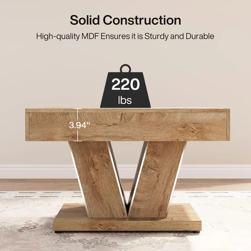 Miniatura 7 de Tribesigns - Mesa de café cuadrada, mesa de centro de madera para sala de estar, mesa de acento moderna de 31.5" para cóctel y té, natural