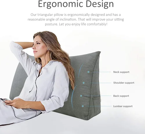 Miniatura 2 de Almohada de cuña para cabecero tamaño matrimonial XXL, almohada para respaldo de cama, cojín de respaldo para leer, ver la televisión, trabajar