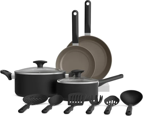 bella Juego de utensilios de cocina de 12 piezas con revestimiento antiadherente de cerámica EverGood™, apto para lavavajillas y horno, compatible