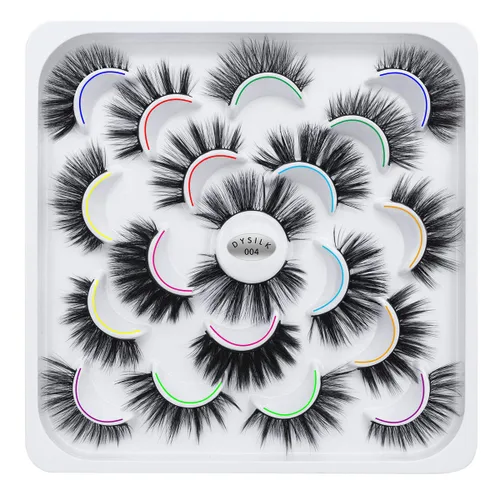 DYSILK - 10 pares de pestañas de visón 6D, pestañas postizas dramáticas de volumen grueso pestañas postizas naturales suaves extensión maquillaje