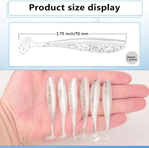 Miniatura 3 de Soft Fishing Lures, 100PCS/50PCS Soft Plastic Baits Kit with Box for Fishing Trout Redfish Saltwater/Freshwater, 10 Mixed Colors/5Mixed