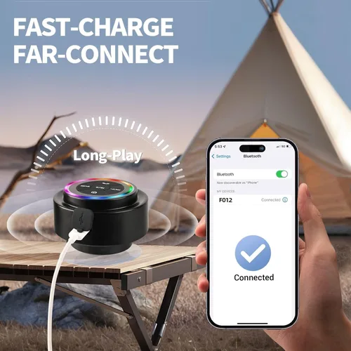Miniatura 8 de Altavoz de ducha Bluetooth, altavoces Bluetooth portátiles con ventosa, altavoz impermeable IP67 con luz LED, inalámbrico, flotante, para camping