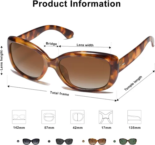 Miniatura 4 de SOJOS Gafas de sol cuadradas vintage para mujer con protección UV polarizada, marco Havana