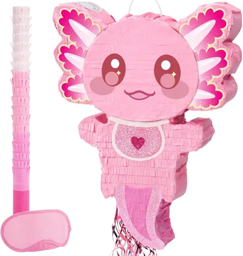 Miniatura 82 de WERNNSAI - Piñata de sirena plegable, piñata de cumpleaños con flecos que incluye cuerda para jalar, venda y bate. Decoraciones
