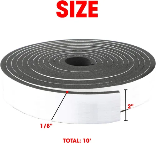 Miniatura 2 de Rollo de Tira de Espuma de Neopreno por Dualplex, 2" de Ancho x 10' de Largo x 1/16" de Grosor, Sellado Contra la Intemperie Tiras de Alta Densidad