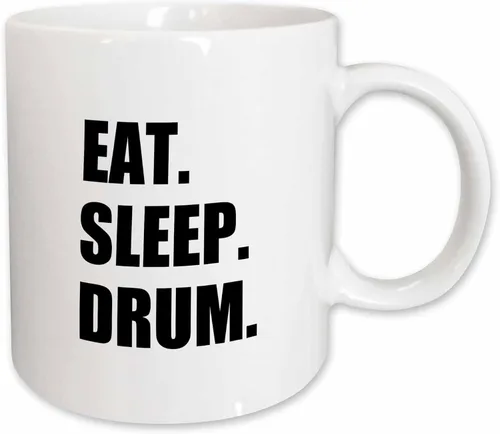 Miniatura 10 de 3dRose Eat Sleep Drum - Love Drumming. baterista percusionista texto negro regalos 11oz taza negra de dos tonos