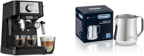 Miniatura 2 de De'Longhi Stilosa - Máquina manual de café expreso, cafetera con leche y capuchino y jarra de espuma de leche de acero inoxidable, 12 onzas
