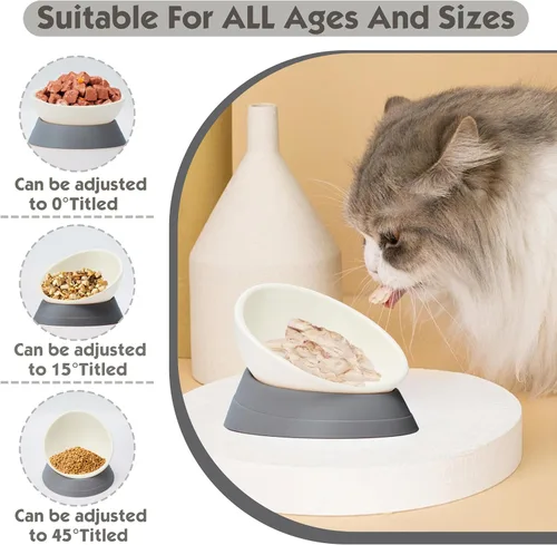 Miniatura 2 de Cuenco de comida de bulldog francés, cuenco inclinado para agua y comida de pug para gatos, comedero para perros pequeños, cachorros y gatos de cara