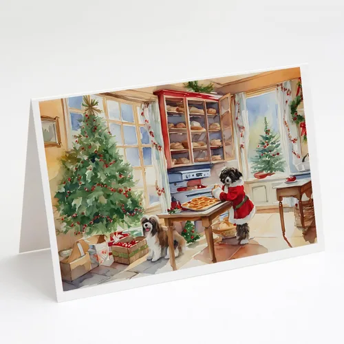 Miniatura 191 de Caroline's Treasures DAC3884GCA7P Paquete de 8 tarjetas en blanco de Navidad con galletas de husky siberiano Tarjetas de felicitación con sobres