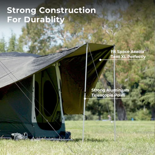 Miniatura 8 de ACACIA Toldo para 2 a 3 personas para sistema de campamento Space Acacia, PU2000 Lona impermeable para campamento de 4 estaciones, lona resistente