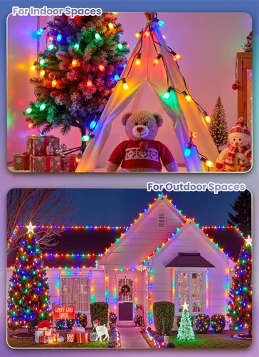Miniatura 6 de Luces LED vintage C9 de Navidad para exteriores, luces de cadena C9 de 150 pies con 75 bombillas C9 irrompibles, luces comerciales impermeables