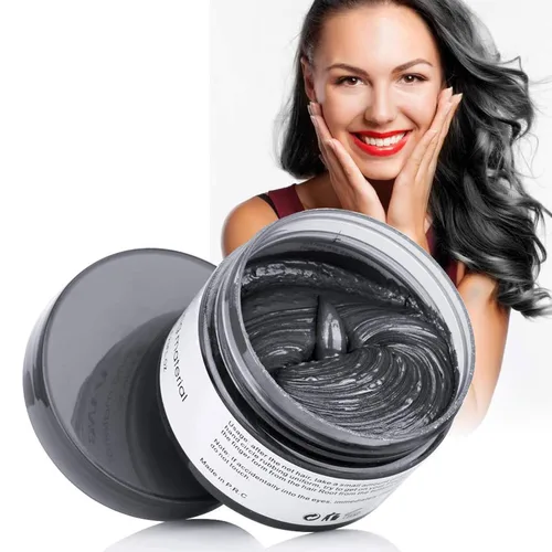 Color de cera para el cabello, negro, tinte de cera para el cabello, arcilla para peinar el cabello, 4.23 onzas, cera de color negro fácil de lavar
