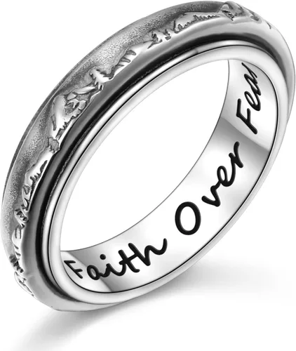 Miniatura 8 de Anillo de ansiedad para mujer, plata de ley 925, anillos giratorios para aliviar el aburrimiento, TDAH, autismo, anillos antiestrés, joyería