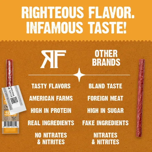 Miniatura 4 de Righteous Felon Palitos de Carne Minis Palitos de Cerdo 100% Palitos de Carne Sin Gluten Palitos de Cerdo Bajos en Azúcar y Altos en Proteínas