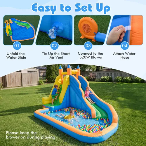 Miniatura 8 de Costzon - Gorila hinchable para piscina de agua con tobogán largo, pared de escalada, incluye bolsa de transporte Oxford, kit de reparación