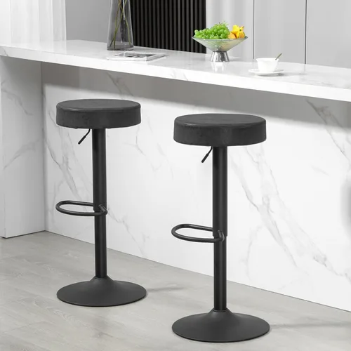 Miniatura 4 de Finnhomy Juego de 2 taburetes de bar de altura de mostrador, taburetes de bar giratorios con reposapiés y espalda descubierta, taburetes de bar Negro