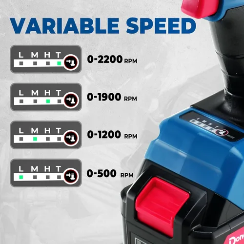 Miniatura 7 de Dong Cheng - Llave de impacto inalámbrica de 20 V sin escobillas, torsión alta de 515 pies-libras, pistola de impacto inalámbrica de 1/2 pulgada
