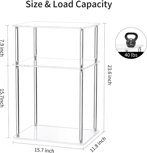 Miniatura 3 de Mesa auxiliar de acrílico transparente, mesa auxiliar de 3 niveles para sala de estar, mesitas de noche pequeñas para dormitorio, juego de 2, mesa