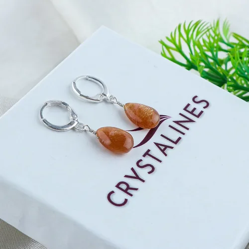 Miniatura 86 de Aretes de aro de cristal afganita natural Piedras afganas de alto grado Aretes chapados en plata Gota lisa Joyas de piedras preciosas hechas