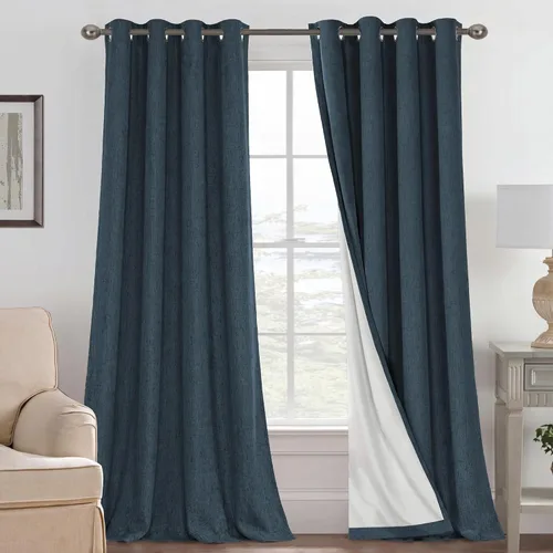 Miniatura 177 de H.VERSAILTEX Cortinas opacas de lino de 72 pulgadas de largo, 100% absolutamente opacas, con aislamiento térmico, con textura de lino, cortinas