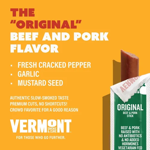 Miniatura 4 de Vermont Smoke & Cure - Palitos de carne originales de res y cerdo - Snacks de proteína - Snack más saludable para llevar para adultos y niños - 0.5