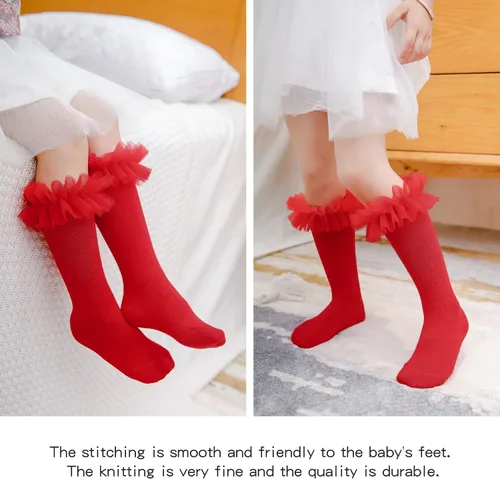 Miniatura 6 de Calcetines largos con volantes para bebés y niñas de 6 a 12 meses