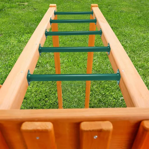 Miniatura 4 de Juego de 6 barras de mono para patio trasero, peldaños de escalera de metal para juegos, asas de escalada de seguridad para patio de juegos al aire