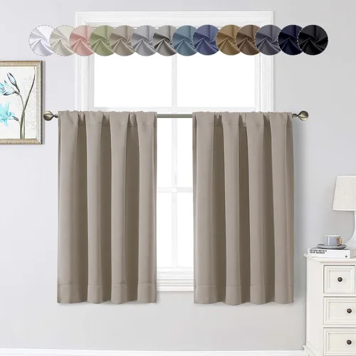 Miniatura 44 de Cortinas opacas para dormitorio, sala de estar, juego de 2 paneles de 54 pulgadas de largo, cortinas de oscurecimiento de habitación con aislamiento