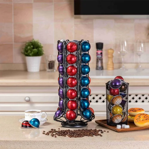 Miniatura 5 de ZCDCP Nespresso Vertuo - Soporte para cápsulas, almacenamiento de 360 grados para 60 cápsulas, organizador de café negro