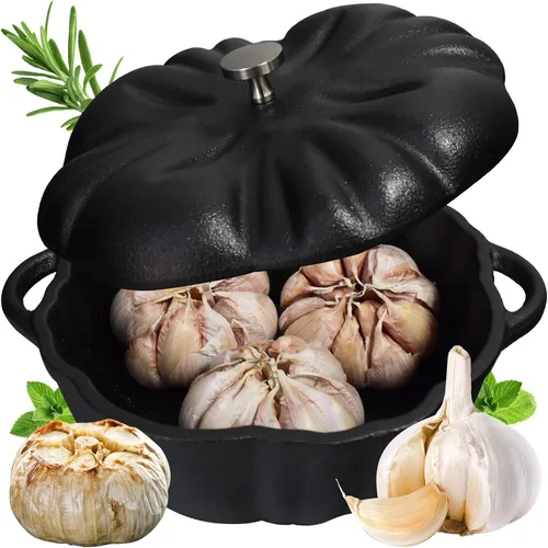 Asador de ajo, asador de ajo de hierro fundido para parrilla de horno, sirve horneador de ajo asado fresco para cocina al aire libre, utensilios de