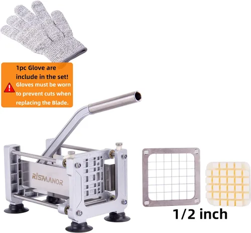 Miniatura 2 de Rismonar - Cortador de patatas fritas de acero inoxidable con hoja de 1/2 pulgadas, 1/4 pulgadas, 3/8 pulgadas para zanahorias, pepinos, verduras