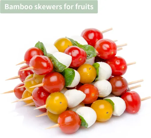 Miniatura 3 de Brochetas de madera de bambú de 6 pulgadas para barbacoa, kabob, aperitivo, fruta, salchicha, fuente de chocolate, palitos de brocheta de barbacoa