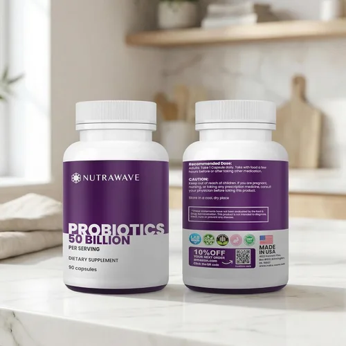 Miniatura 10 de Nutra Wave 50 mil millones de probióticos y prebióticos para mujeres y hombres – 15 cepas de cultivo activo – Apoya la hinchazón, el estreñimiento