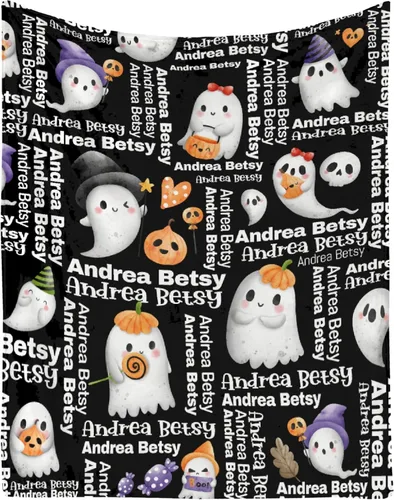 Manta personalizada de fantasmas de Halloween, regalos para niñas, mujeres y niños, manta de forro polar ligera, espeluznante para niños, mantas de